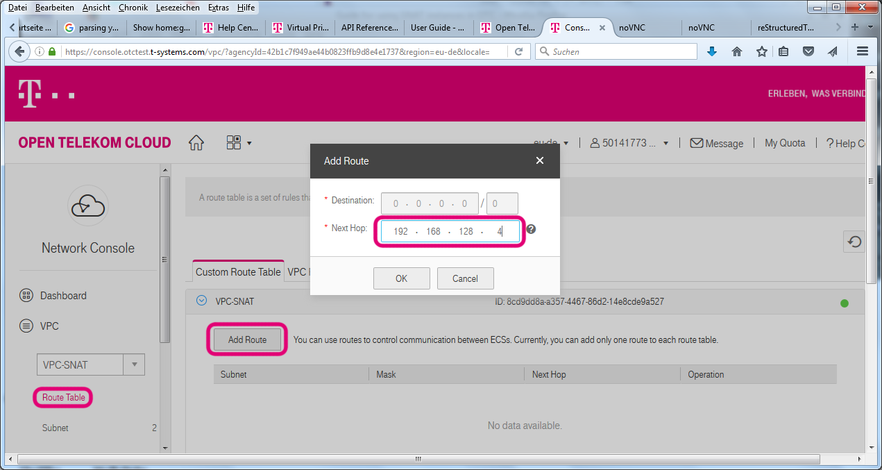 Setting the SNAT instance as default route for VPC